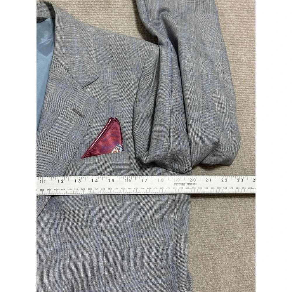 Vintage Anderson Little Suit Mens Medium Gray Wool Plaid 2 Piece Made USA 70s‎